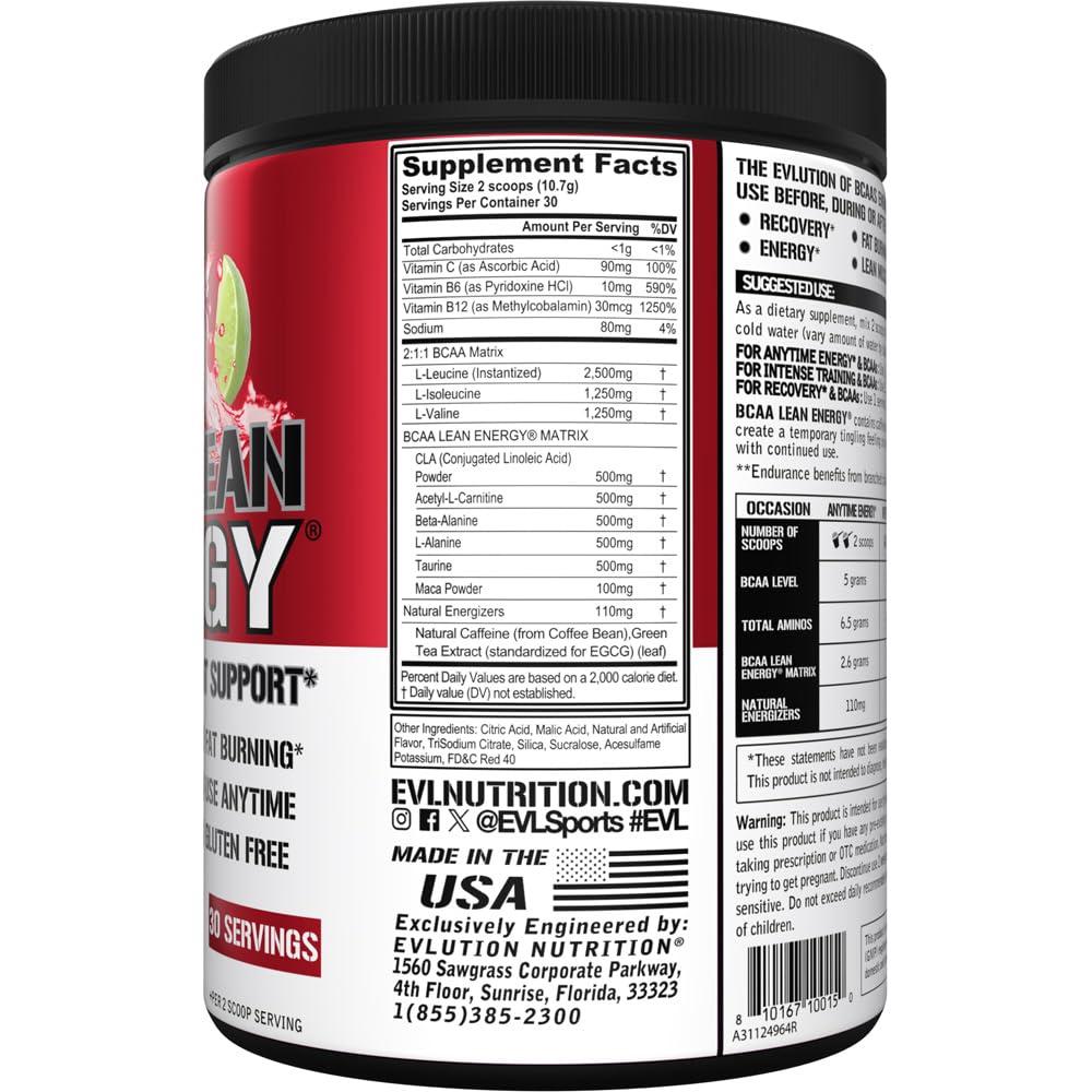 EVL BCAA Lean Energy powder measuring cup supports consistent mixing
