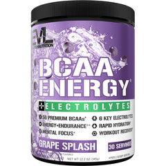 EVL BCAAs powder canister with grape splash for clean energy during training