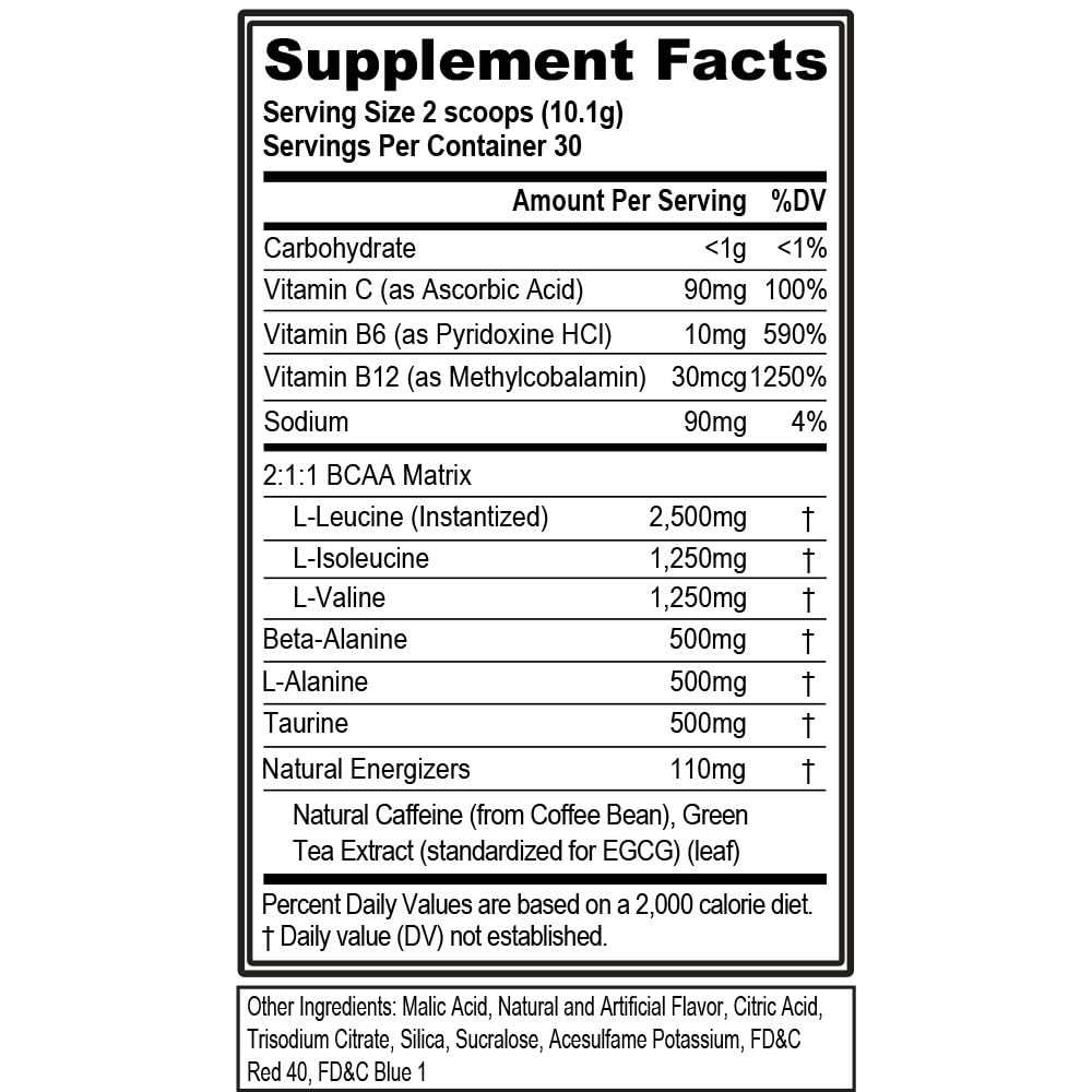 EVL BCAA energy scoop in measuring cup before training