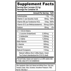 EVL BCAA energy scoop in measuring cup before training
