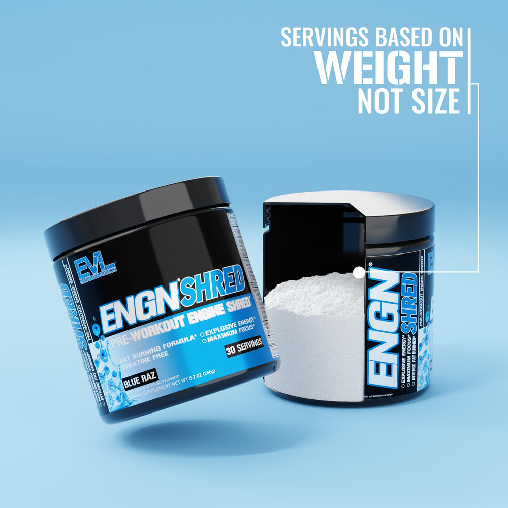 Closeup of EVL Blue Raz label highlighting clean ingredients for better performance