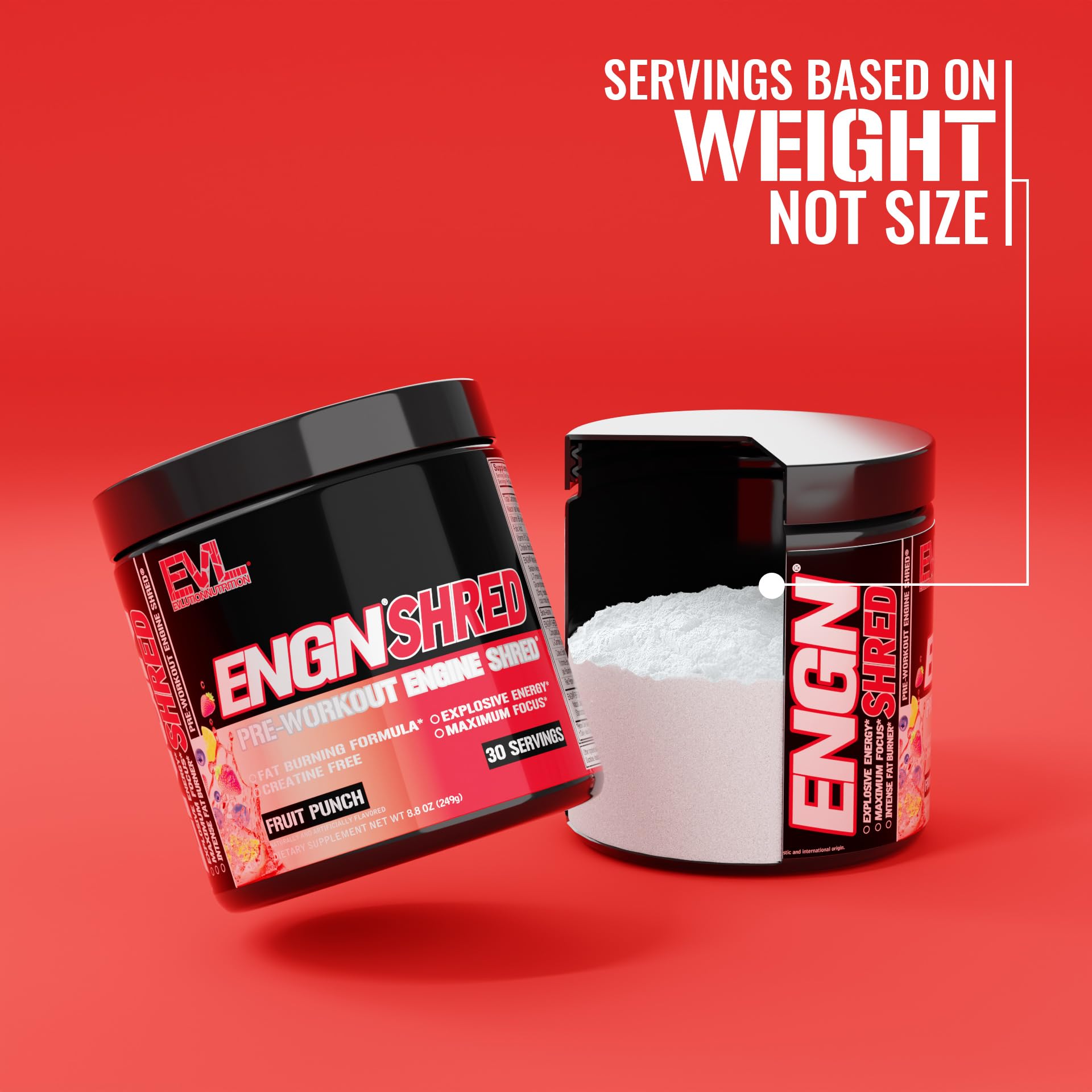 EVL ENGN Shred glass serve captures powder mix for lasting stamina.