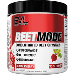Evlution BeetMode beetroot powder jar for nitric oxide support and vegan nutrition benefits