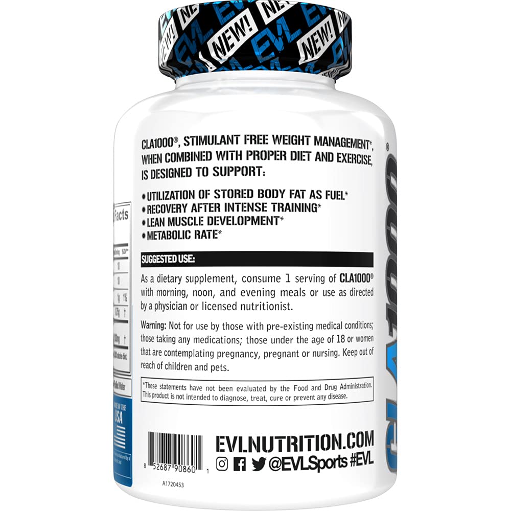 EVLUTION CLA bottle top view emphasizing easy dosing