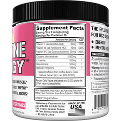Evlution Creatine Energy label closeup showing 5g creatine per serving.