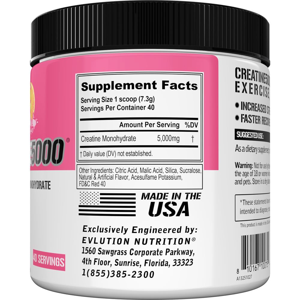 EVLUTION Creatine5000 post-workout mix in glass highlights recovery potential.