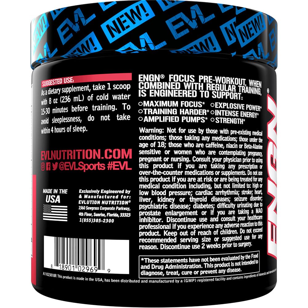 EVLUTION ENGN Focus with creatine monohydrate supports athletic performance