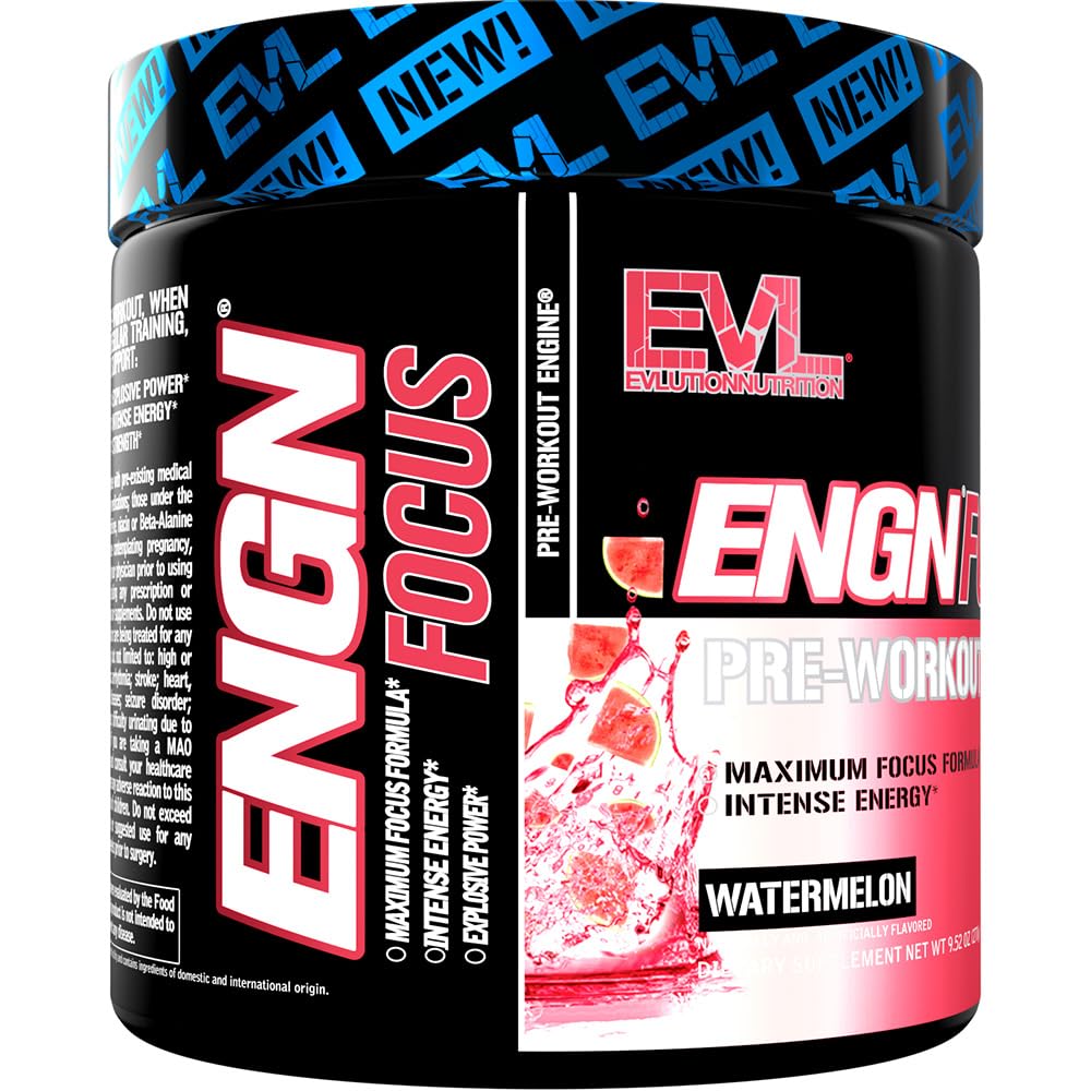 EVLUTION ENGN Focus watermelon bottle highlights premium, lab-tested formula