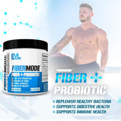 Vaso con FiberMode disuelto, bebida suave para incorporar fibra y probióticos.
