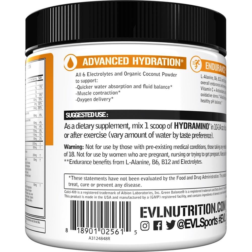 Close-up of electrolytes and vitamins in Hydramino formula