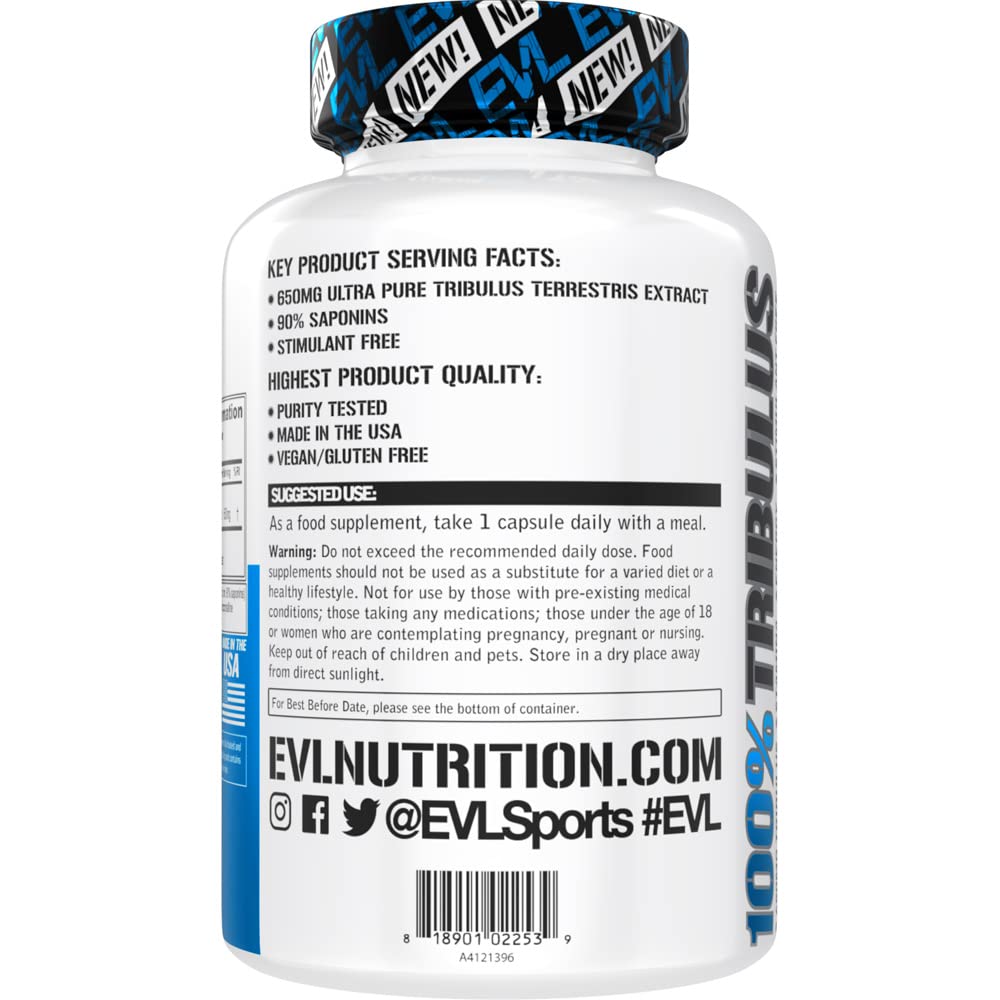EVLution Tribulus capsules ready for daily stamina during workouts