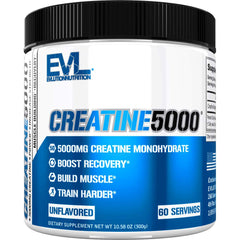 Evlution Nutrition Creatine 5000 bottle front view for enhanced workout support.