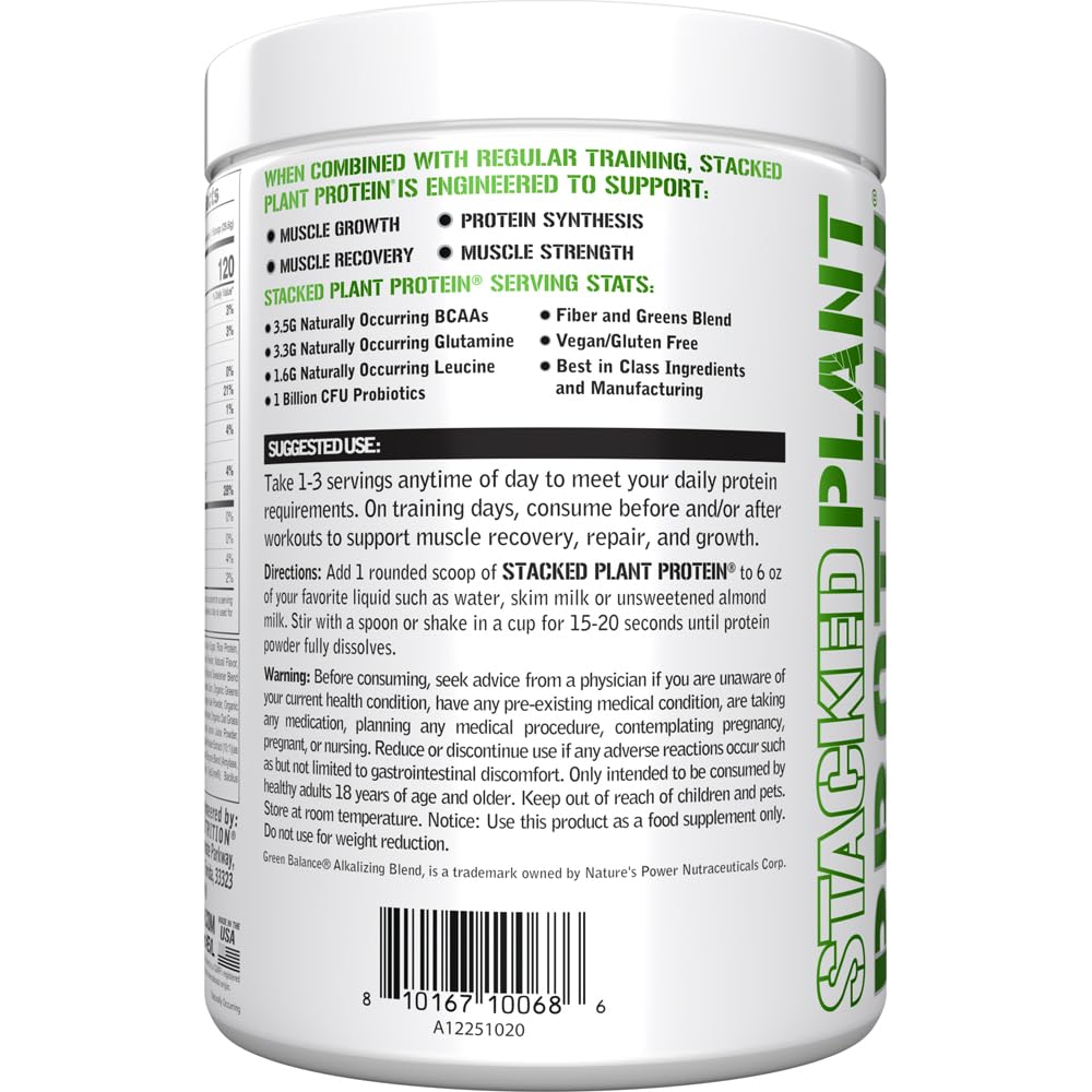 Evlution Stacked Plant Protein powder in a glass with mixer for easy blending.