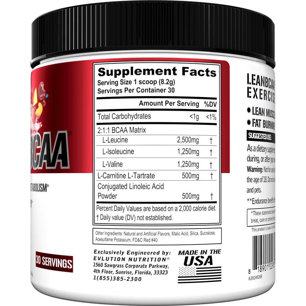 Evlution Stimulant Free Lean BCAA powder dissolving in water for quick hydration and flavor.