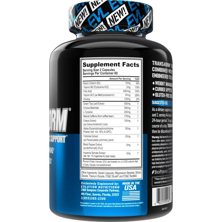 Evlution Trans4orm packaging box communicates premium quality and transparency.