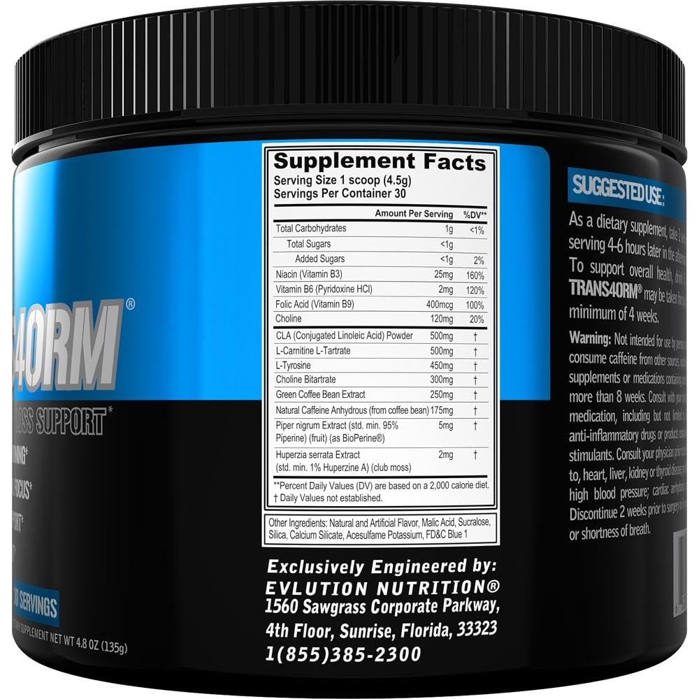 Trans4orm scoop beside bottle for easy pre-workout dosing.