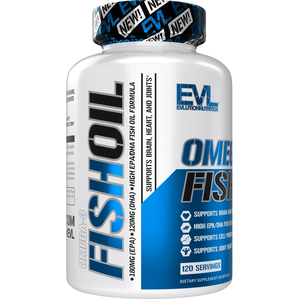 Evlution Nutrition citrus-flavored omega-3 softgels ready for burpless daily intake.