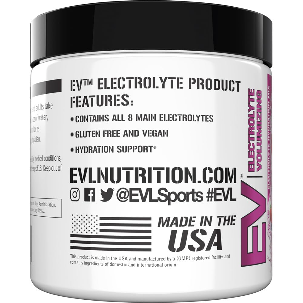 Evlution Ultimate Electrolytes Berry Splash label closeup highlights vegan gluten-free formula.