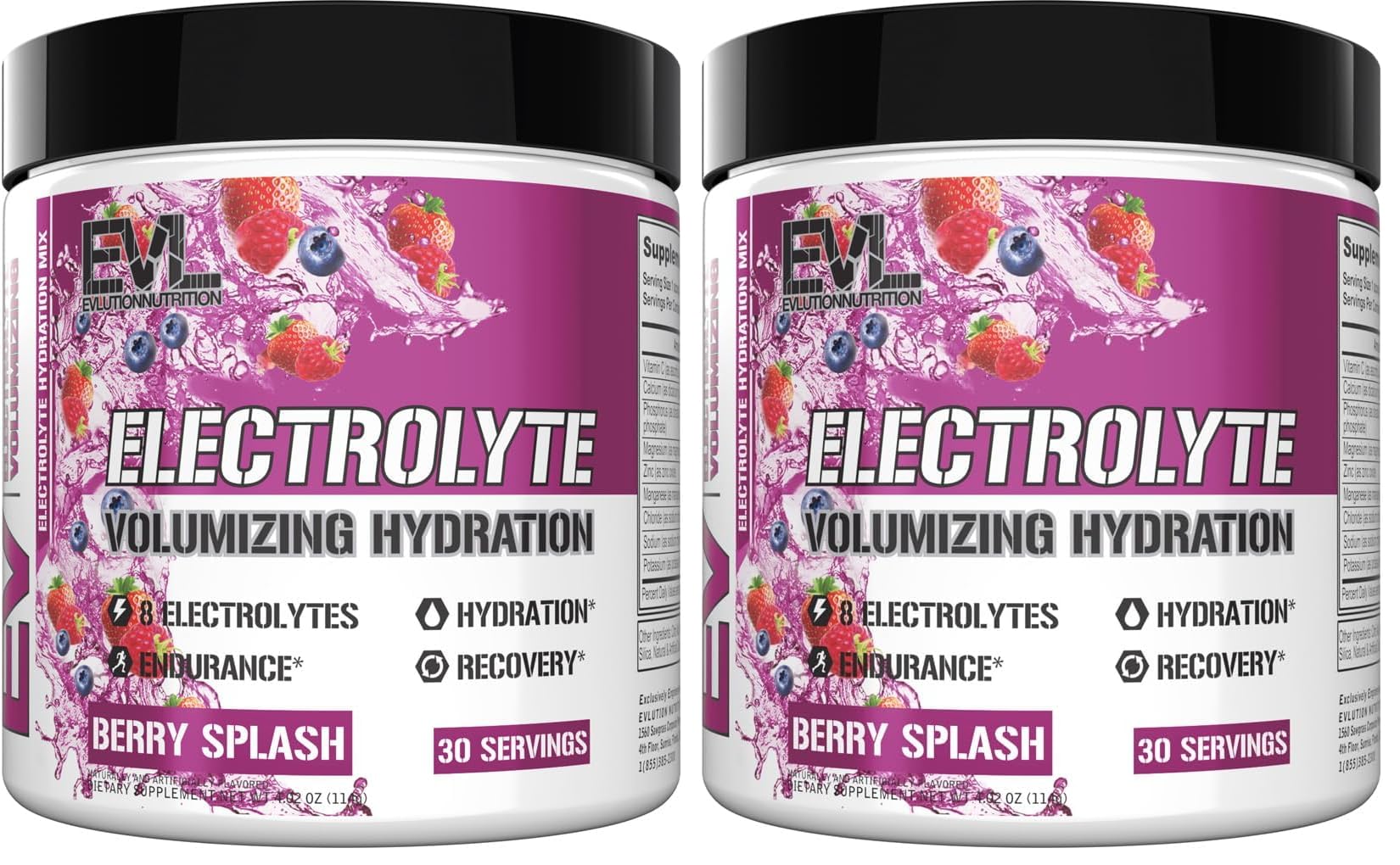 Evlution Ultimate Electrolytes Berry Splash tub for daily hydration with eight electrolytes