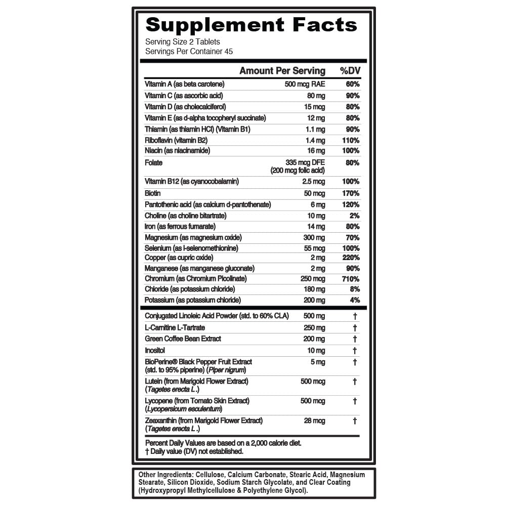 Evlution VitaLean label detail displaying core nutrients for daily intake
