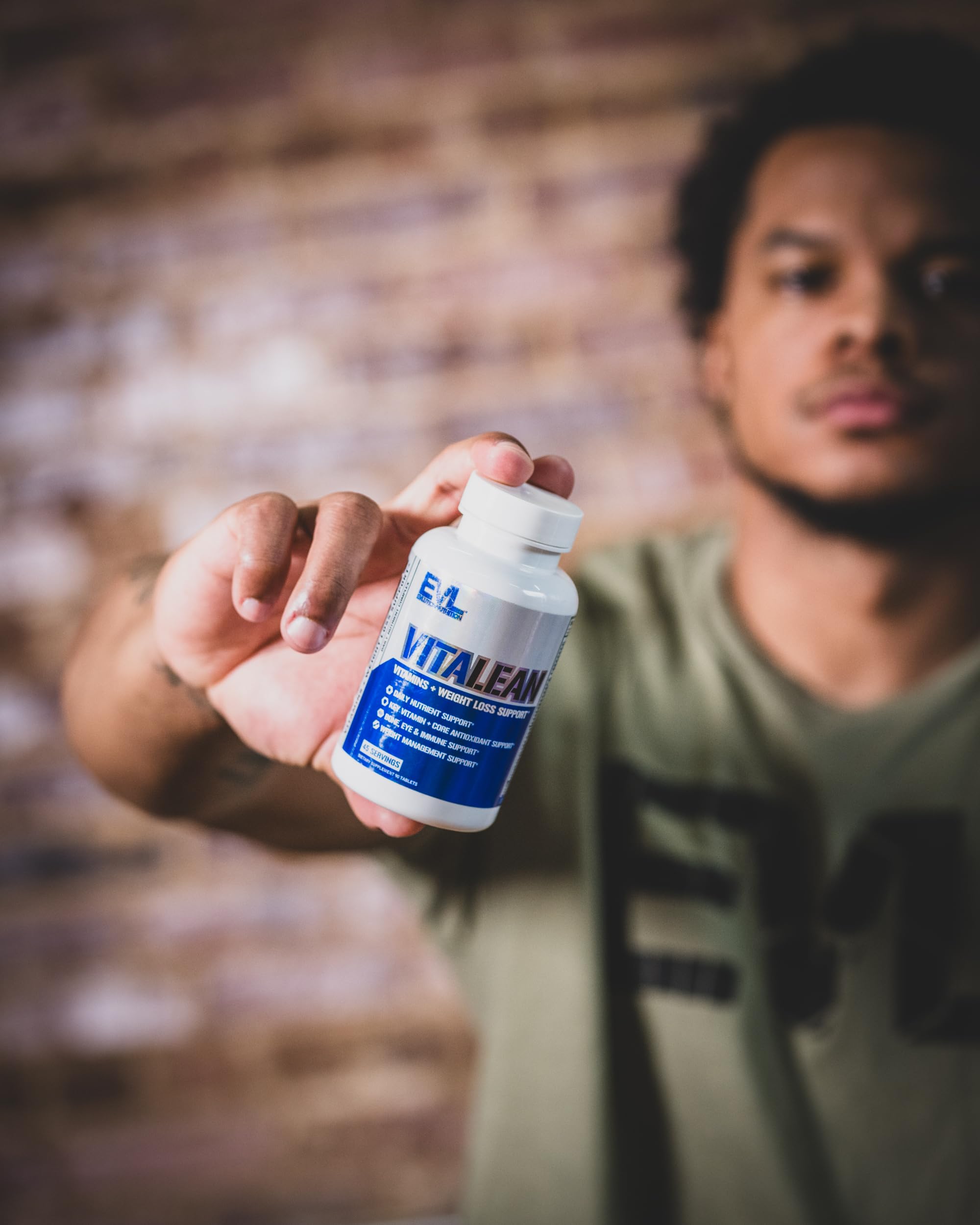 Evlution VitaLean packaging shot illustrating convenient daily supplement routine