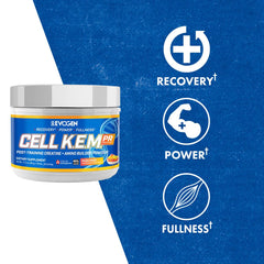 Evogen Cell K.E.M. PR V2 powder being mixed in a shaker for workout support.