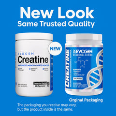 Evogen Creatine Monohydrate powder jar shown as pure performance aid.