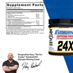 Evogen Evoburn ingredients mitoburn label highlighting metabolism support.