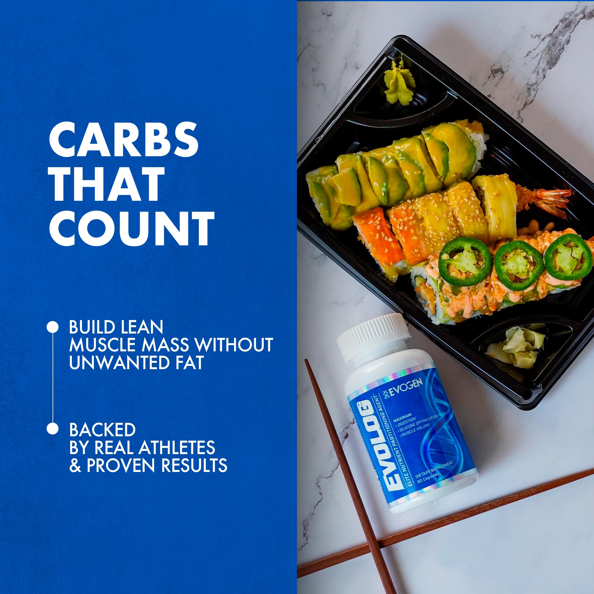 Evogen Evolog digestive enzyme complex in action with meal ready setting.