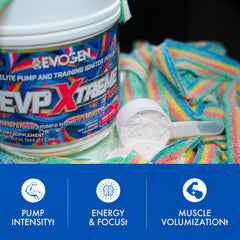 Evogen EVP Xtreme NO Sour Candy packaging designed for flavor and intensity