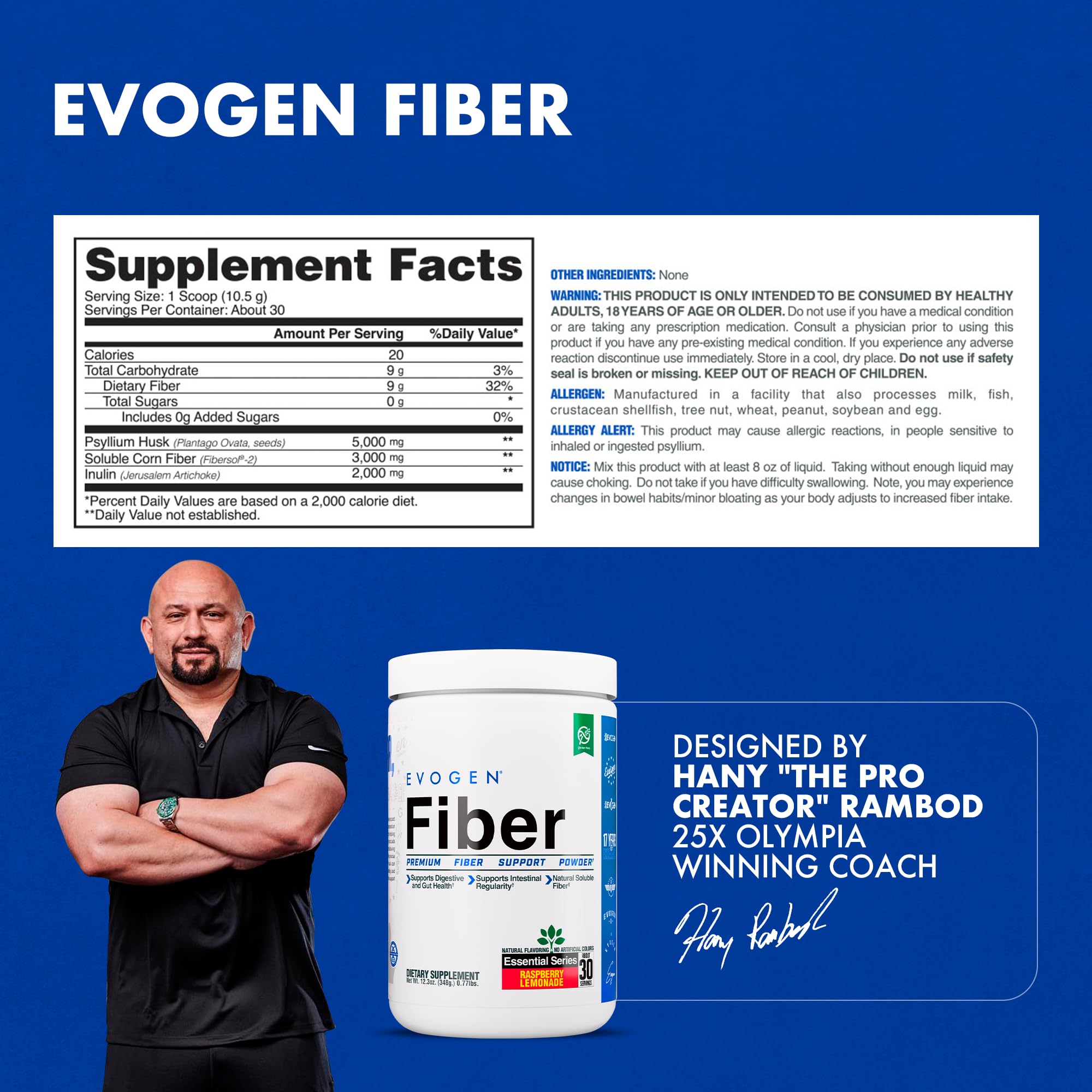 Evogen Fiber serving scoop showing easy daily dosing