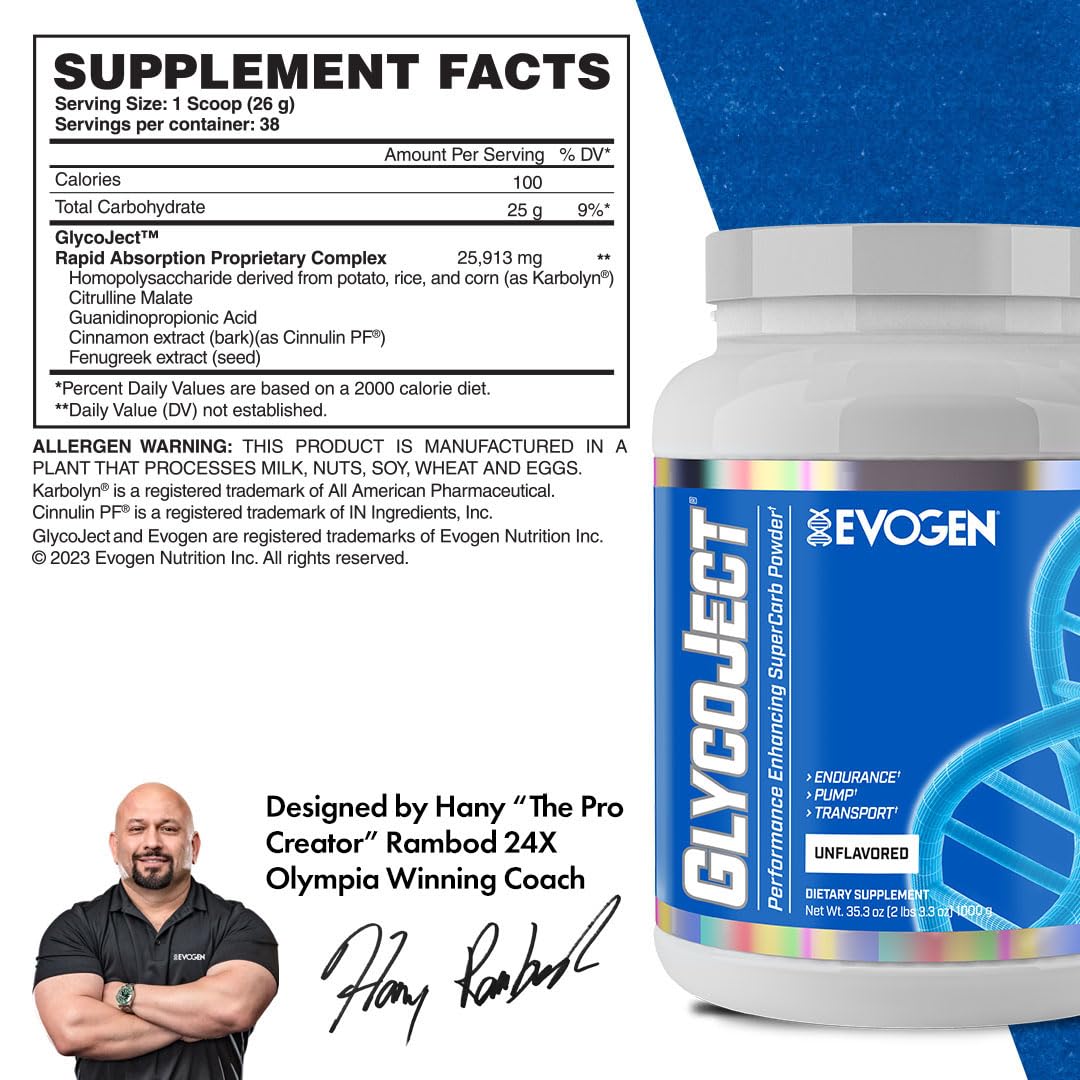 Evogen GlycoJect powder mix dissolving for steady glycogen replenishment