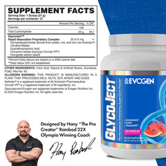 Evogen GlycoJect scoop dispensing image showing quick mix for performance.