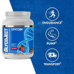 Evogen GlycoJect scoop inside bottle highlights convenient pre-workout fueling.
