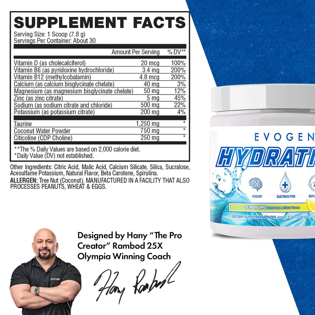Evogen Hydration lemon lime mix dissolving for keto-friendly hydration