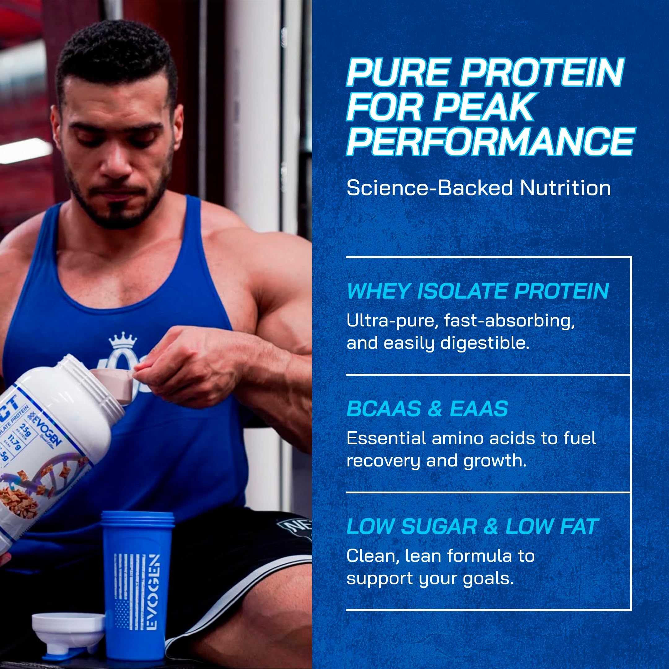 Evogen Isoject BCAAs and EAAs graphic illustrates amino acid support.