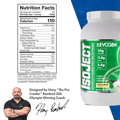 Evogen Isoject Naturals vanilla bean shaker, smooth texture for easy mixing