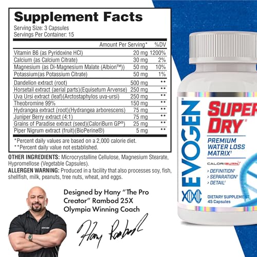 Evogen Super Dry capsules ready for on-the-go diuretic support