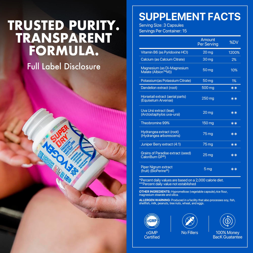 Evogen Super Dry electrolyte balance icon showcases mineral support