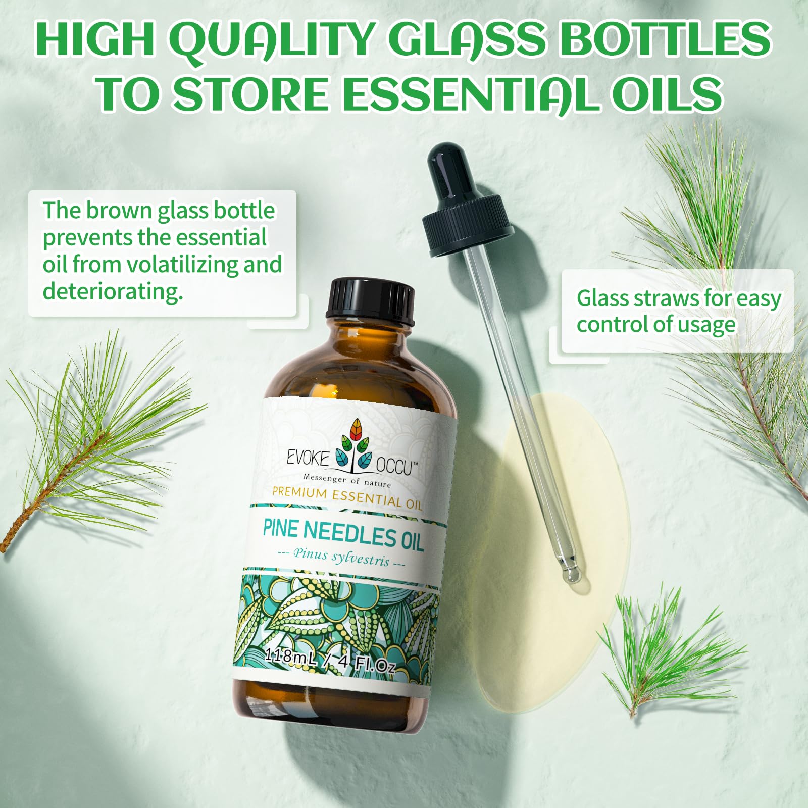 EVOKE OCCU Pine oil for DIY skincare and bath routines.