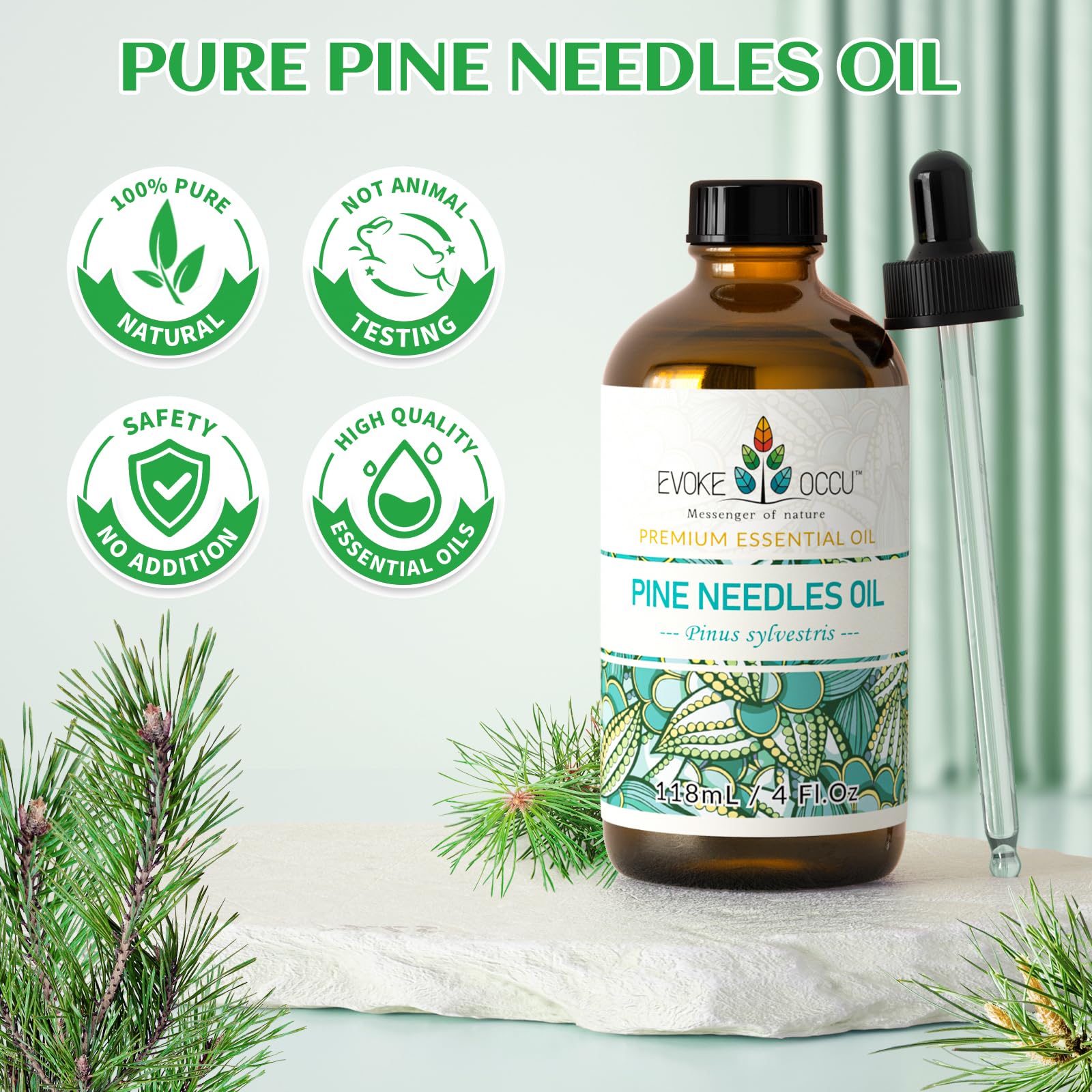 EVOKE OCCU Pine packaging with dropper for easy handling.
