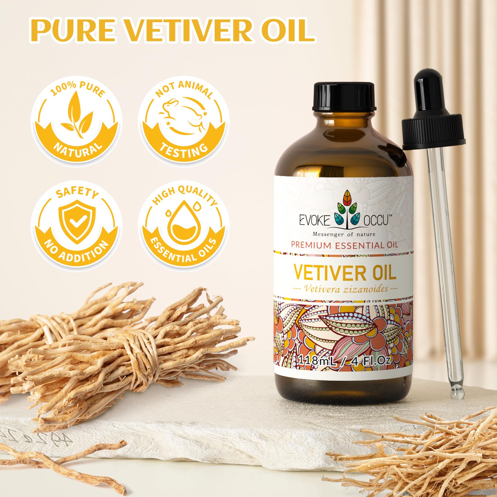 EVOKE OCCU Vetiver oil earthy, woody aroma for home fragrances