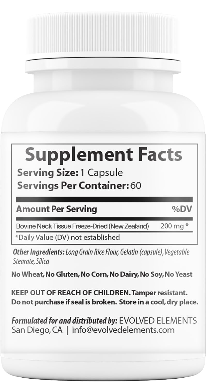 Evolved Elements Thyroid capsules close-up showing compact, easy-to-swallow design.
