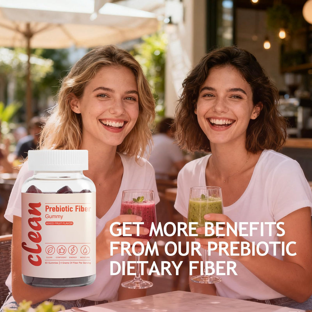 EXISHRED Clean Fiber Gummy serving showing 4g fiber per serving.