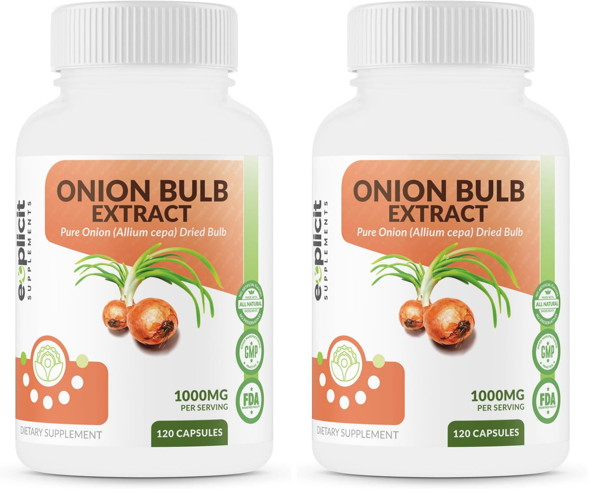 eXplicit Supplements All Natural Onion Extract bottle cap demonstrates convenient daily use for wellness