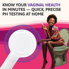 Exploro Vaginal pH Test Kit device in hand demonstrates easy, swab-free testing.