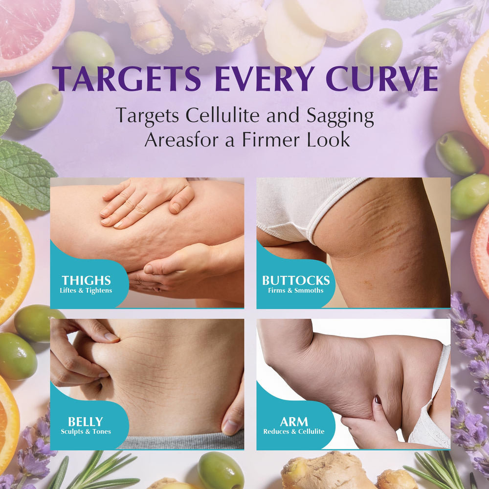 EXPRESSIONS WELLNESS Anti Cellulite Oil label close-up highlighting natural ingredients.