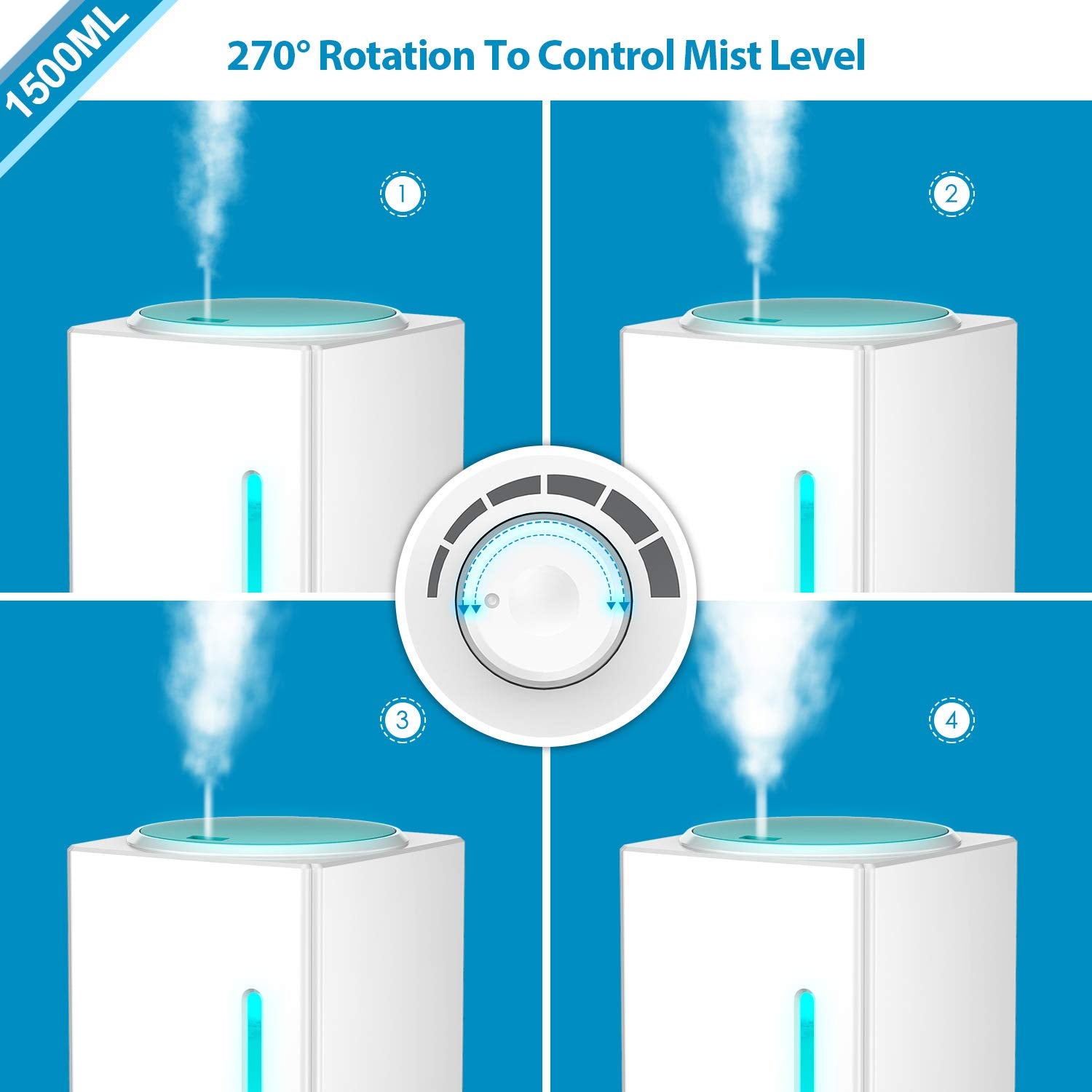 Exqline diffuser demonstrates mist diffusion from the top-side nozzle