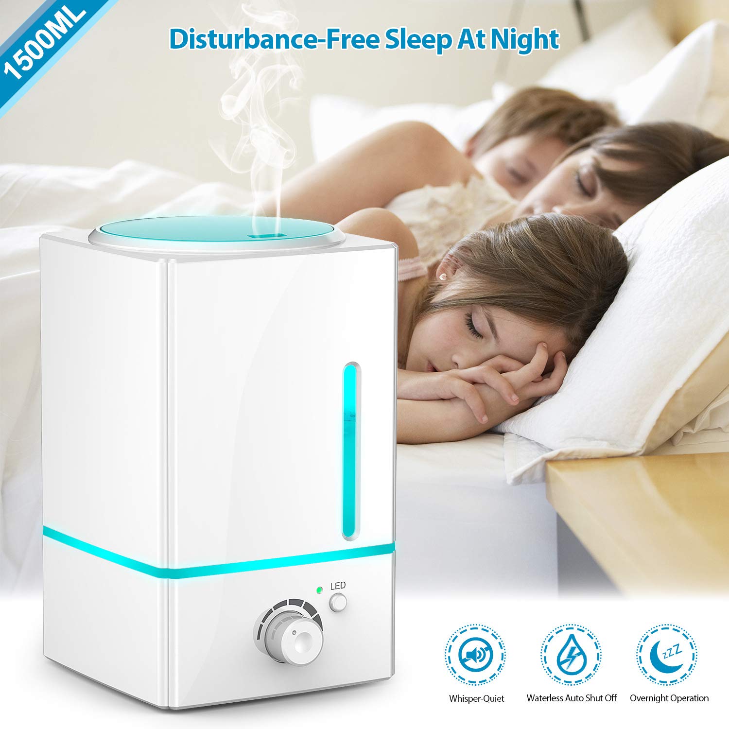 Exqline diffuser indicates room humidity and aroma coverage in a large space