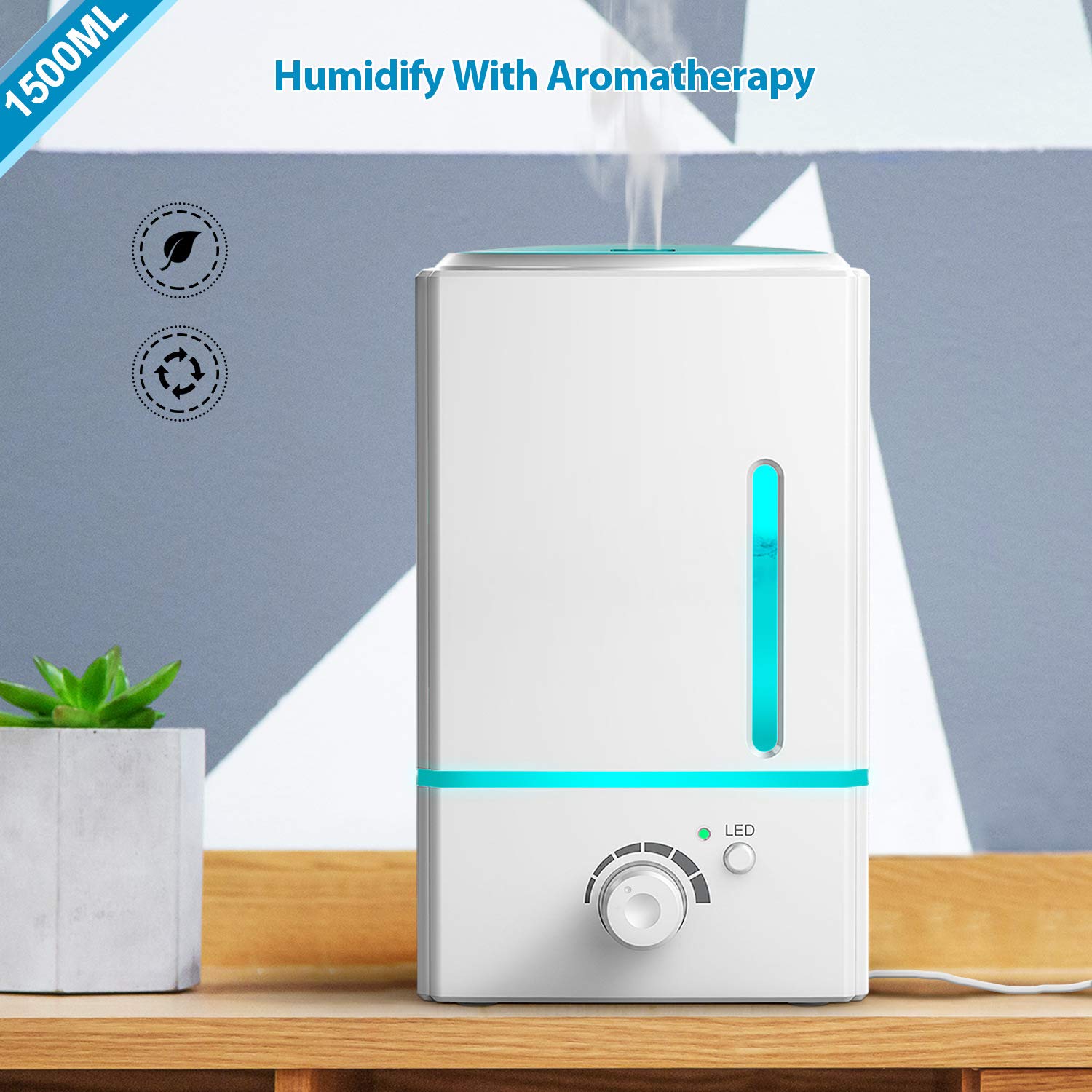 Exqline white finish aroma diffuser adds a sleek look to decor